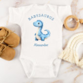 Babysaurus Blue Dinosaur Personalized Boys Baby Strampler