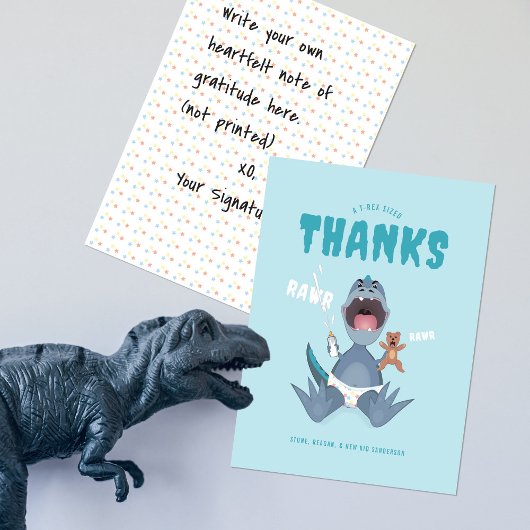 Babysaurus T-Rex Blau Dankeskarte