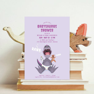 Babysaurus T-Rex Lila Babyparty-Einladung Einladung