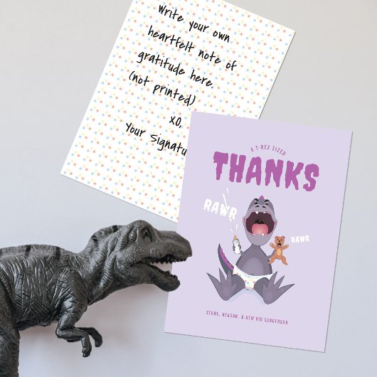 Babysaurus T-Rex Lila Dankeskarte