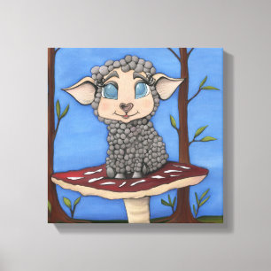 Babyschaf auf Toadstool Leinwanddruck