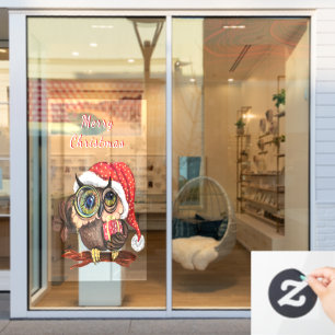 Babyschale in Weihnachtshut und Geschenke für alle Fensteraufkleber