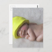 Babyschlafen auf Tummy, Elferhut, Skulptur Postkarte (Vorne/Hinten)