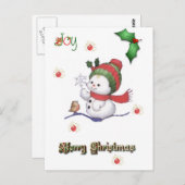 Babyschneemann, der mit einer Baby-Vogel-Postkarte Postkarte (Vorne/Hinten)
