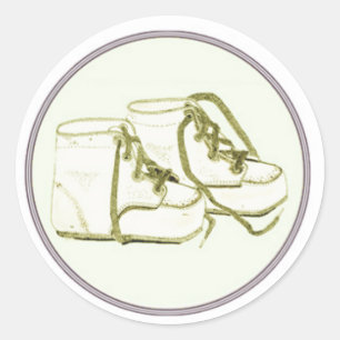 Babyschuhe Babyduschkleber Gelb Runder Aufkleber