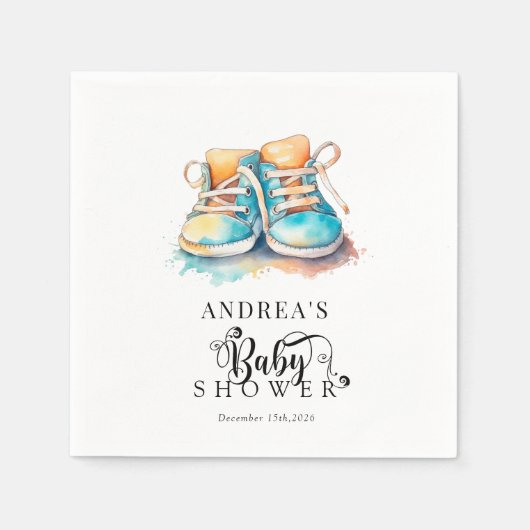 Babyschuhe | Blue Boy Baby Showdusche Napkins Serviette (Vorderseite)