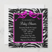 Babyschuhe Hot Pink Zebra Baby Girl Dusche Einladung (Rückseite)
