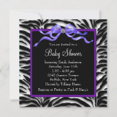 Babyschuhe Lila Zebra Baby Girl Dusche Einladung (Rückseite)