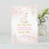 Babyschwan-Prinzessin-Dusche Save the Date (Stehend Vorderseite)