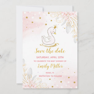 Babyschwan-Prinzessin-Dusche Save The Date