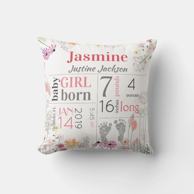 Babyschwanz-Stats Rosa und Pfirsichfarben Blume Fo Kissen (Vorderseite)