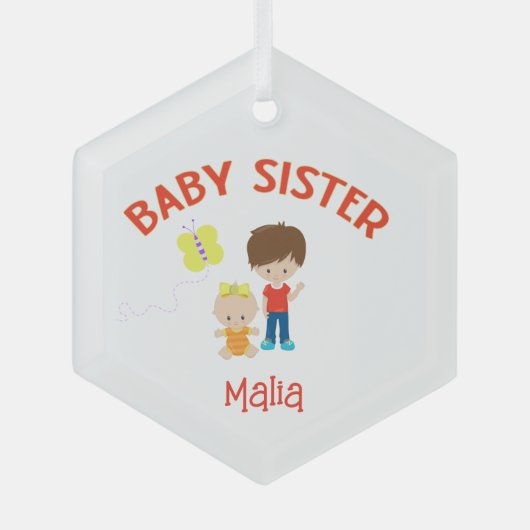 BabySchwester mit Big Brother Personalisiert Ornament Aus Glas (Vorderseite)