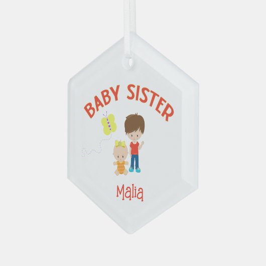 BabySchwester mit Big Brother Personalisiert Ornament Aus Glas (Vorderseite Links)