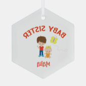 BabySchwester mit Big Brother Personalisiert Ornament Aus Glas (Rückseite)