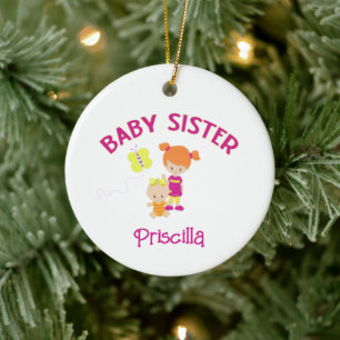 BabySchwester mit großer Schwester Personalisiert Keramik Ornament