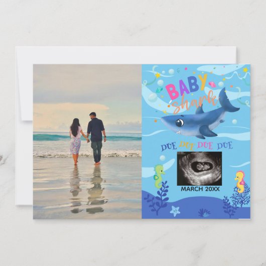 BabyShark Ultrasound Foto Schwangerschaft Ankündig Ankündigung (Vorderseite)