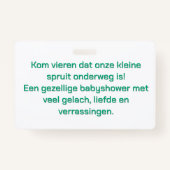 Babyshower Uitnodiging Badge - Schattige Baby en E Ausweis (Rückseite)