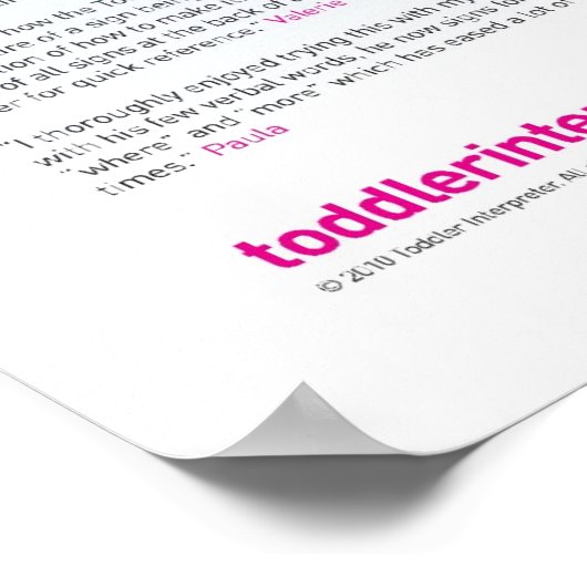 Babysignatabelle Poster (Ecke)