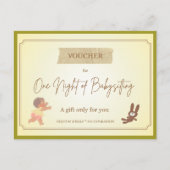'Babysitten' Lustiger Geschenkgutschein Postkarte (Vorderseite)