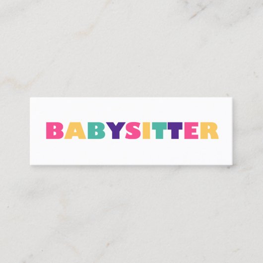 Babysitten Mini Visitenkarte (Vorderseite)