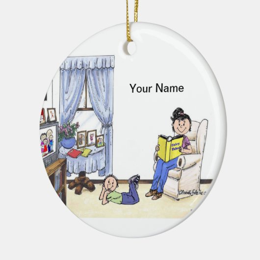 Babysitter, 1 Junge Keramikornament (Links)