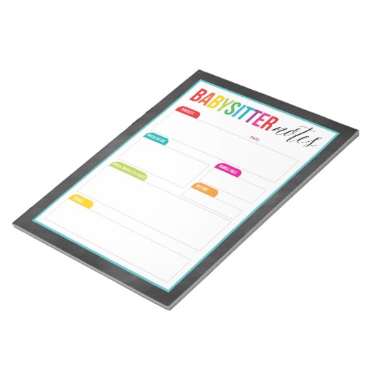 Babysitter-Anmerkungen Notepad für Eltern (groß) Notizblock (angewinkelt)