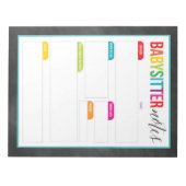 Babysitter-Anmerkungen Notepad für Eltern (groß) Notizblock (Vorderseite)