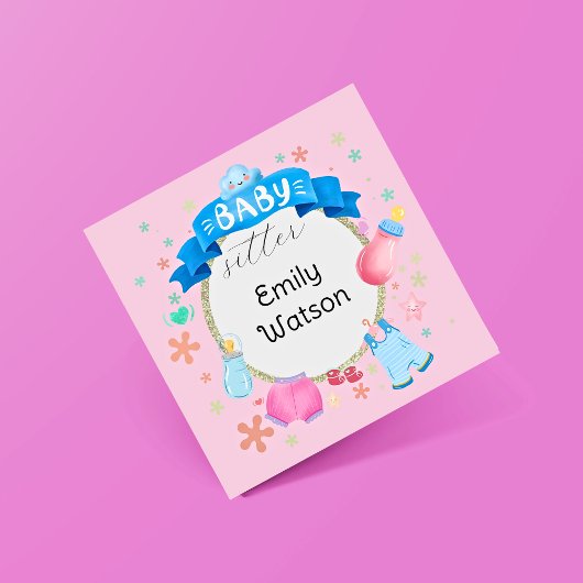 Babysitter-Baby Banner Quadratische Visitenkarte