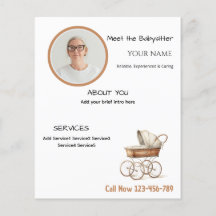 Babysitter bearbeitbarer Business-Flyer mit Foto
