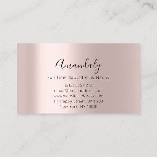 Babysitter Berufliche Kindertagesstätte Visitenkarte (Rückseite)