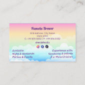 Babysitter-Berufliches Geschäft | Niedlicher Regen Visitenkarte (Rückseite)