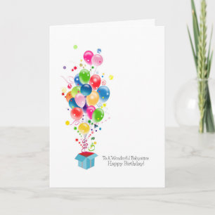 Babysitter Birthday Cards Colorful Balloons Karte