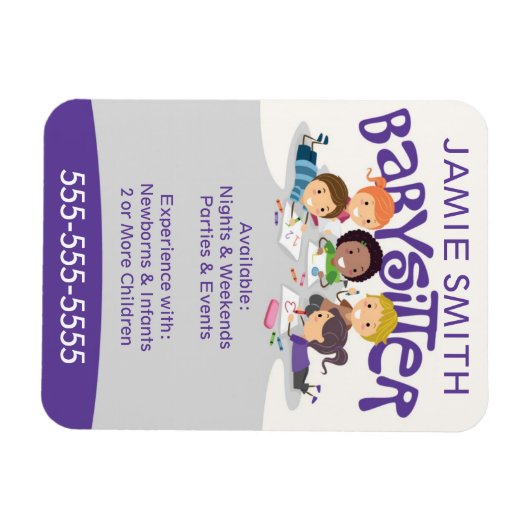 Babysitter Business Card Magnet (Horizontal)