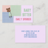 Babysitter & Child Care Bären Brooch Card Visitenkarte (Vorne/Hinten)