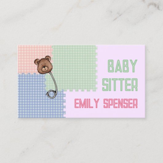 Babysitter & Child Care Bären Brooch Card Visitenkarte (Vorderseite)