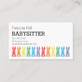 Babysitter Childcare Rainbow Bunny Silhouette Cute Visitenkarte (Vorderseite)