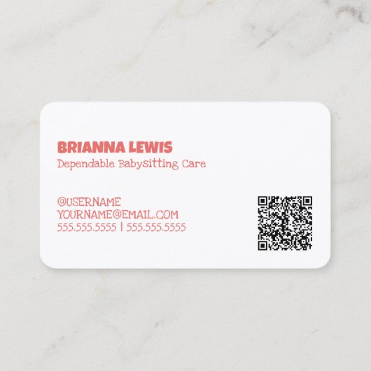 Babysitter Custom QR Visitenkarte (Rückseite)