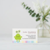 Babysitter Cute Green Monster Alien Business Card Visitenkarte (Stehend Vorderseite)