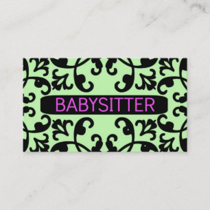 Babysitter Damask Business Card Visitenkarte