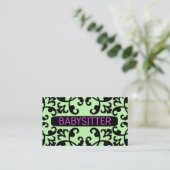 Babysitter Damask Business Card Visitenkarte (Stehend Vorderseite)