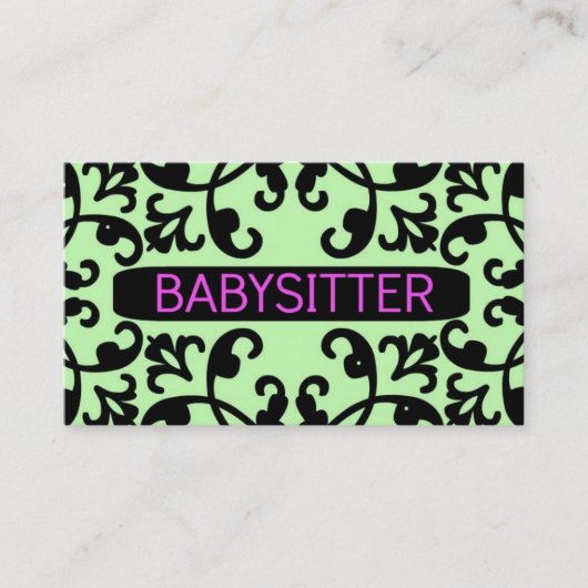 Babysitter Damask Business Card Visitenkarte (Vorderseite)