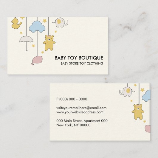 Babysitter Daycare Kinderzimmer Toy Boutique Visitenkarte (Vorne/Hinten)