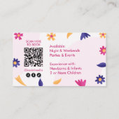 Babysitter-Dienste | Pink Chilcare Visitenkarte (Rückseite)