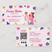 Babysitter-Dienste | Pink Chilcare Visitenkarte (Vorne/Hinten)