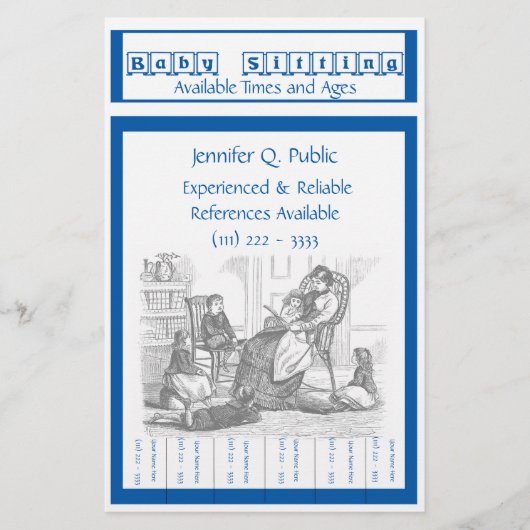 Babysitter-Flyer mit Zug-Vorsprüngen Briefpapier (Vorderseite)