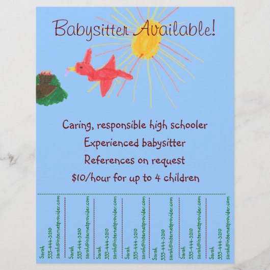 Babysitter Flyer - Sonnenschein Szene (Vorne)