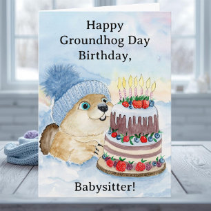 Babysitter Frohes Tag des Murmeltieres Geburtstag Karte