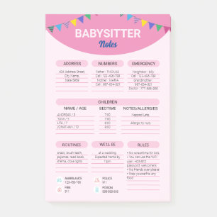 Babysitter-Geschäft Babysitter-Informationsnotiz Post-it Klebezettel