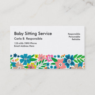 Babysitter-Geschäftskarten im dekorativen Blumenst Visitenkarte