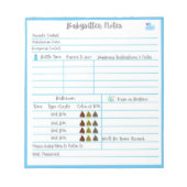 Babysitter-Hinweise für Neugeborene Notizblock (Vorderseite)